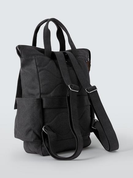 John Lewis Leon Canvas Backpack, Black - view 2, Black