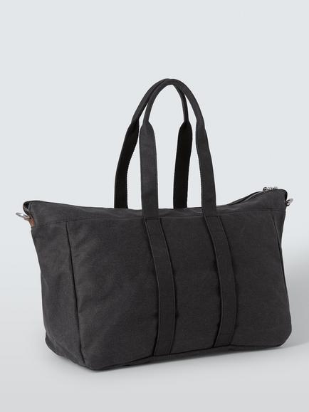 John Lewis Leon Canvas Holdall Bag, Black - view 2, Black