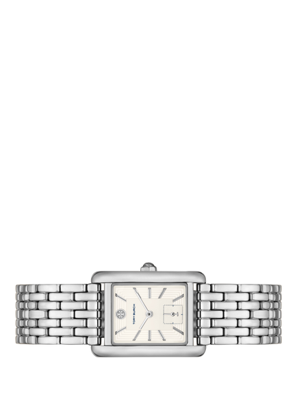 Tory Burch TBW1069 Women's Eleanor 25mm Rectangular Bracelet Strap Watch, Silver, Silver