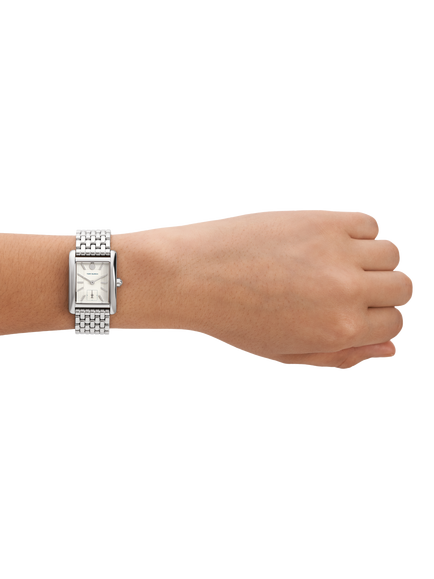 Tory Burch TBW1069 Women's Eleanor 25mm Rectangular Bracelet Strap Watch, Silver - view 2, Silver