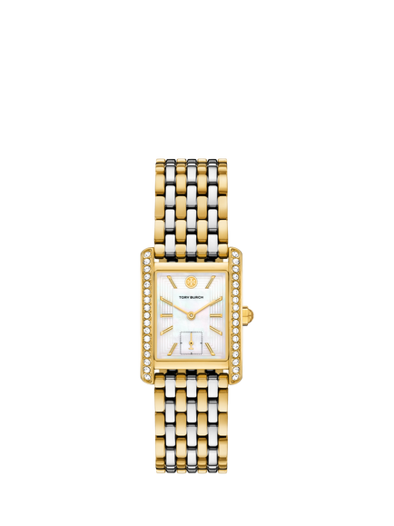 Tory Burch TBW1094 Women's Eleanor 27mm Rectangular Bracelet Strap Watch, Gold & Multi, Gold & Multi