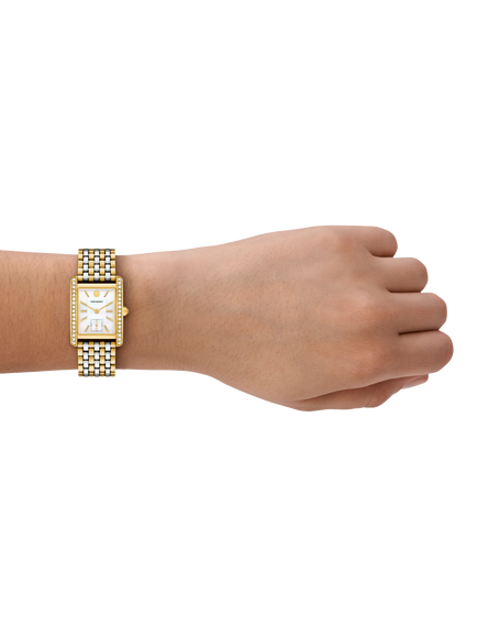 Tory Burch TBW1094 Women's Eleanor 27mm Rectangular Bracelet Strap Watch, Gold & Multi - view 2, Gold & Multi