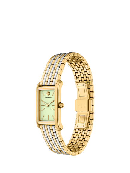 Tory Burch TBW1153 Women's Slim Eleanor 22mm Rectangular Bracelet Strap Watch, Gold & 2-tone - view 2, Gold & 2-tone