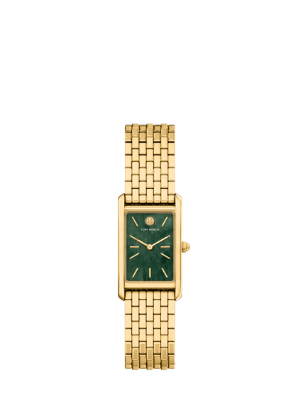 Tory Burch TBW1159 Women's Slim Eleanor 20mm Rectangular Bracelet Strap Watch, Gold, Gold