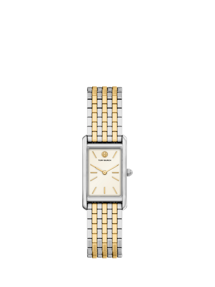 Tory Burch TBW1160 Women's Slim Eleanor 20mm Rectangular Bracelet Strap Watch, Two-tone, Two-tone