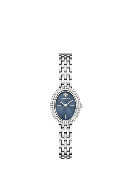 Tory Burch TBW6040 Women's 28mm Oval Bracelet Strap Watch, Silver, Silver