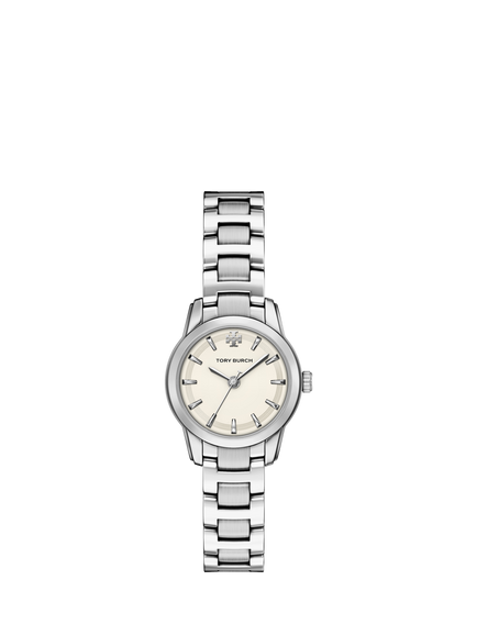 Tory Burch TBW9071 Small Miller 28mm Round Bracelet Strap Watch, Silver, Silver