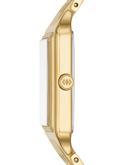 Fossil ES5220 Women's Raquel 23mm Rectangle Bracelet Strap Watch, Gold - view 2, Gold