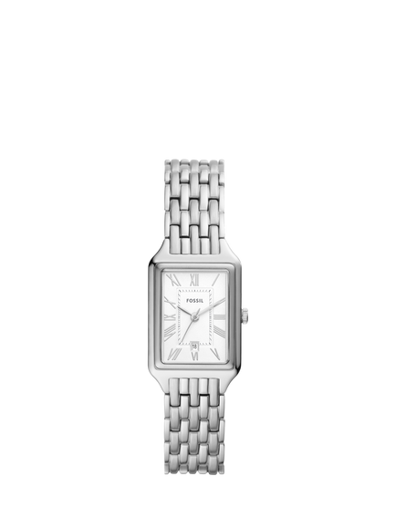 Fossil ES5221 Women's Raquel 23mm Rectangular Bracelet Strap Watch, Silver, Silver