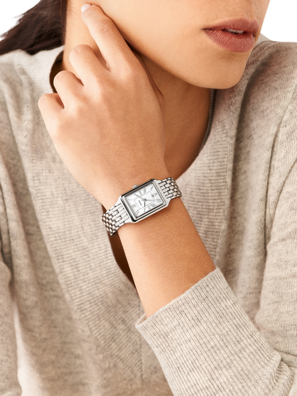 Fossil ES5221 Women's Raquel 23mm Rectangular Bracelet Strap Watch, Silver - view 2, Silver