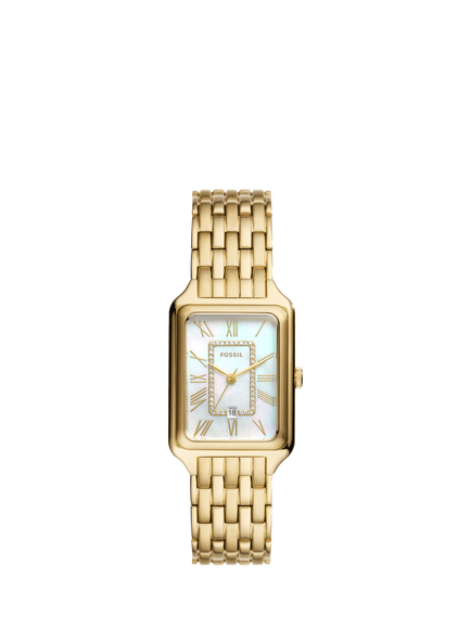 Fossil ES5304 Women's Raquel 26mm Rectangular Link Bracelet Strap Watch, Gold, Gold