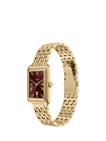 Fossil ES5512 Women's Raquel 23mm Rectangular Bracelet Strap Watch, Gold - view 2, Gold