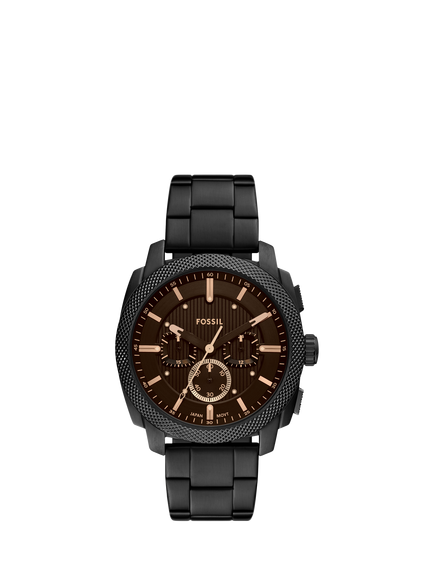 Fossil FS6097 Men's Machine Chronograph 44mm Round Bracelet Strap Watch, Black, Black