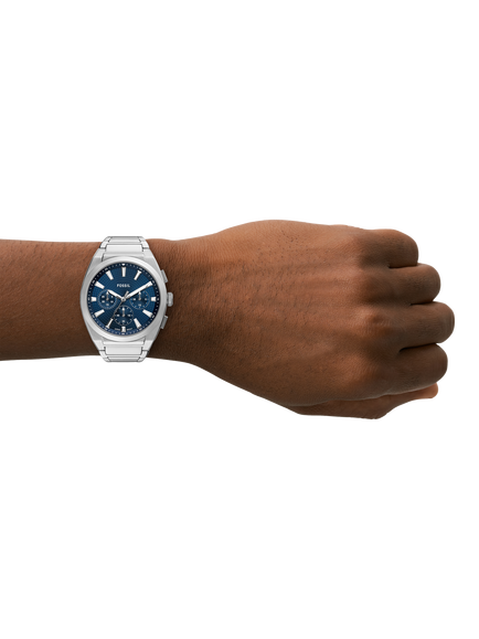 Fossil FS6104 Men's Everett Chronograph 44mm Round Bracelet Strap Watch, Silver - view 2, Silver