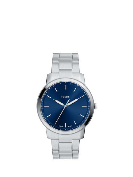 Fossil FS6180 Men's Minimalist 44mm Round Bracelet Strap Watch, Silver, Silver