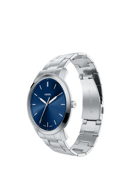 Fossil FS6180 Men's Minimalist 44mm Round Bracelet Strap Watch, Silver - view 2, Silver