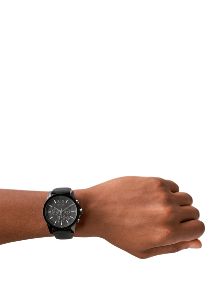Armani Exchange AX1326 Men's 44mm Round Silicone Strap Watch, Black - view 2, Black