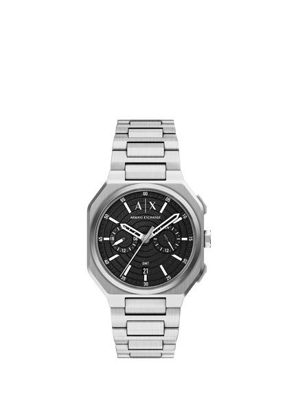 Armani Exchange AX1475 Men's 40mm Octagonal Bracelet Strap Watch, Silver, Silver