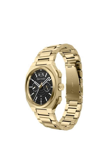 Armani Exchange AX1476 Men's 40mm Octagonal Bracelet Strap Watch, Gold - view 2, Gold