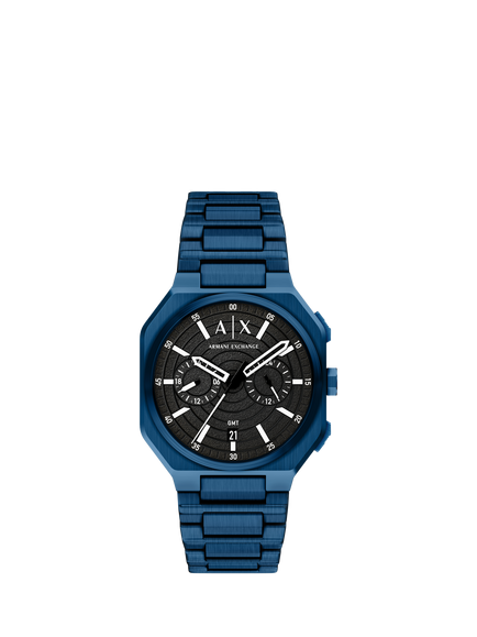 Armani Exchange AX1477 Men's 40mm Octagonal Bracelet Strap Watch, Blue, Blue