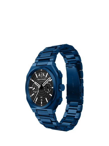 Armani Exchange AX1477 Men's 40mm Octagonal Bracelet Strap Watch, Blue - view 2, Blue
