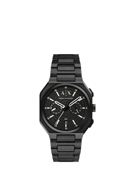 Armani Exchange AX1478 Men's 40mm Octagonal Bracelet Strap Watch, Black, Black