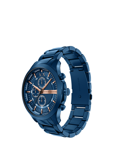 Armani Exchange AX2468 Men's 46mm Round Bracelet Strap Watch, Blue - view 2, Blue