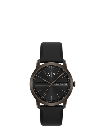 Armani Exchange AX2652 Men's 42mm Round Silicone Strap Watch, Brown & Black, Brown & Black