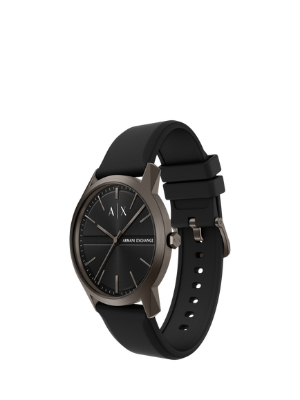 Armani Exchange AX2652 Men's 42mm Round Silicone Strap Watch, Brown & Black - view 2, Brown & Black