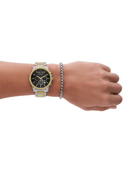 Armani Exchange AX7148SET Men's 46mm Chronograph Watch and Bracelet Gift Set, Silver & Multi - view 2, Silver & Multi