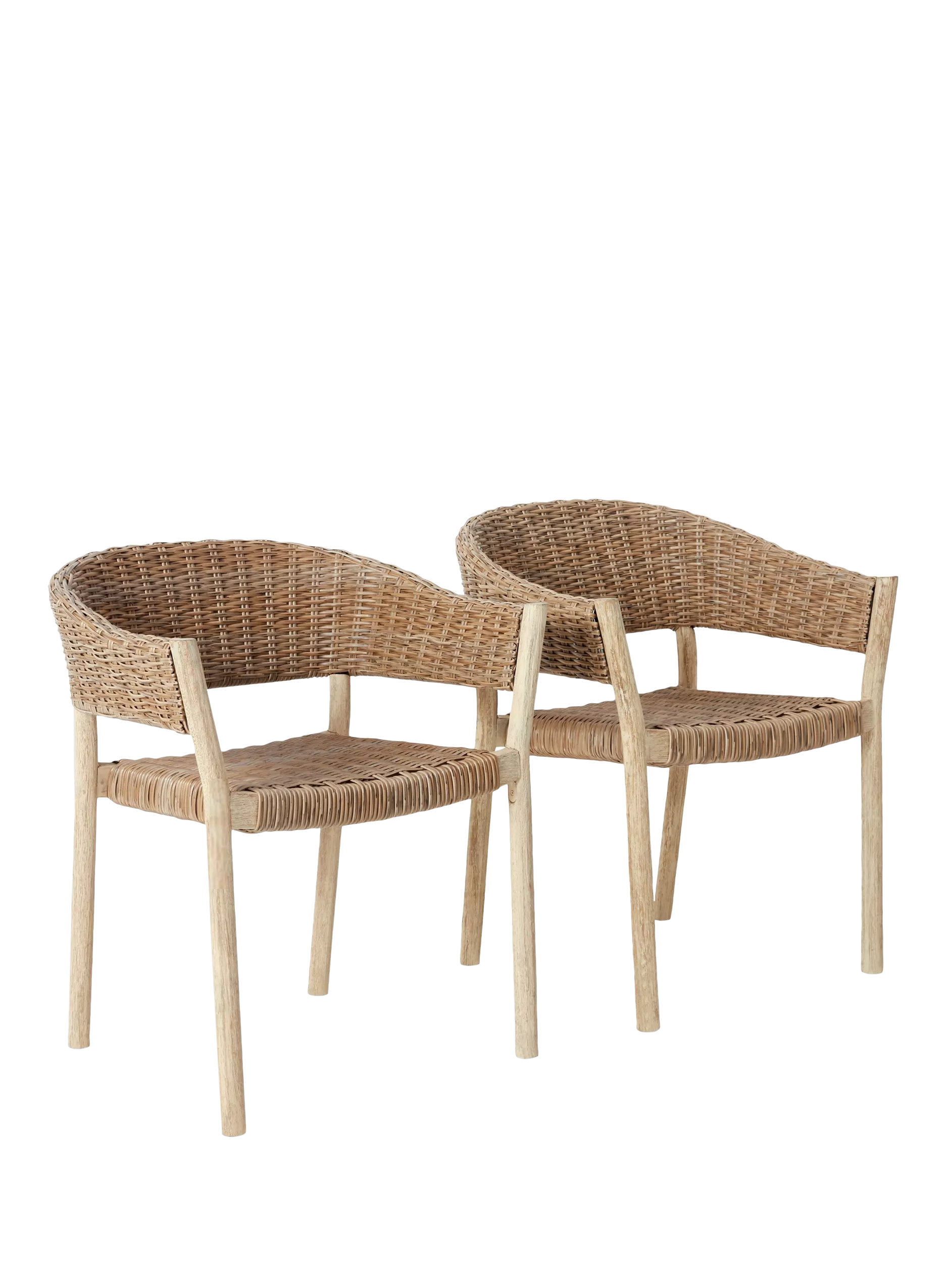 John Lewis OUTLET Burford Garden Woven Dining Chairs, Set of 2, FSC-Certified (Acacia Wood), Like New, Natural