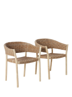 John Lewis OUTLET Burford Garden Woven Dining Chairs, Set of 2, FSC-Certified (Acacia Wood), Like New, Natural, Natural
