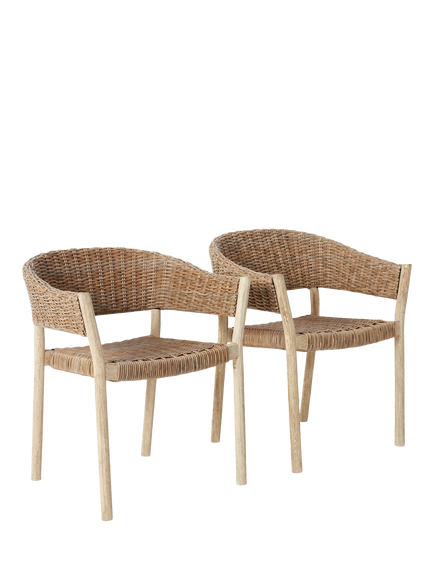 John Lewis OUTLET Burford Garden Woven Dining Chairs, Set of 2, FSC-Certified (Acacia Wood), Like New, Natural, Natural