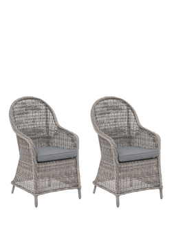 John Lewis OUTLET Rye Woven Rattan Garden Dining Armchairs, Set of 2, Like New, Grey, Grey