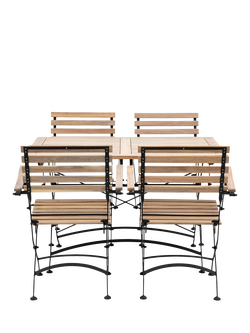 Gallery Direct OUTLET Lindos 4-Seater Folding Rectangular Garden Dining Table & Chairs Set, Like New, Natural, Natural