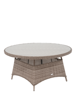 John Lewis OUTLET Rye Woven Rattan 6-Seater Round Garden Dining Table, Like New, Natural, Natural