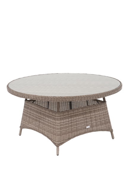 John Lewis OUTLET Rye Woven Rattan 6-Seater Round Garden Dining Table, Like New, Natural, Natural