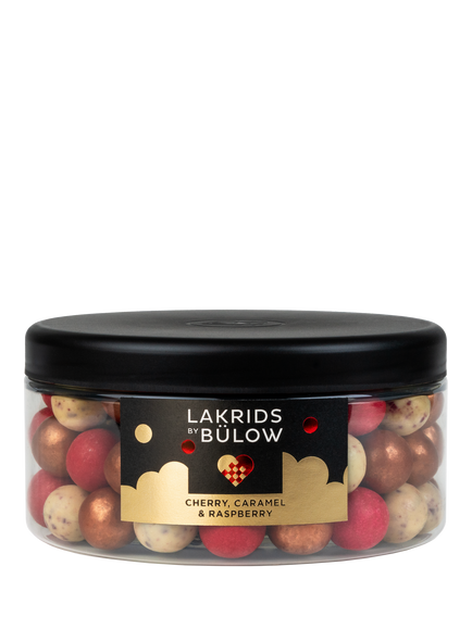 LAKRIDS BY BÜLOW Large Classic Caramel, Crispy Raspberry & Cherry Sour Chocolate Coated Liquorice, 515g, Multi