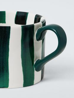John Lewis Hand Painted Stripe Stoneware Mug, 350ml, Green - view 2, Green