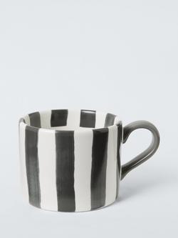 John Lewis Hand Painted Stripe Stoneware Mug, 350ml, Grey, Grey