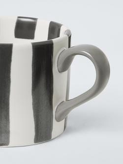 John Lewis Hand Painted Stripe Stoneware Mug, 350ml, Grey - view 2, Grey