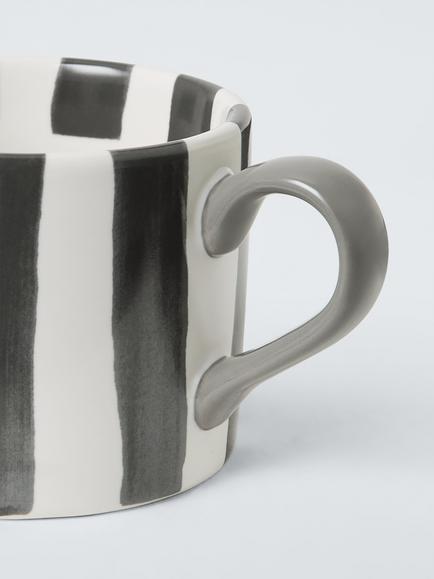 John Lewis Hand Painted Stripe Stoneware Mug, 350ml, Grey - view 2, Grey