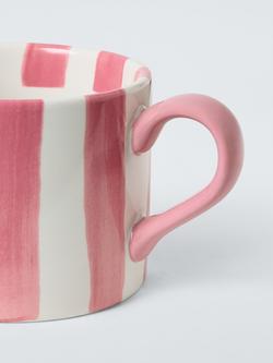 John Lewis Hand Painted Stripe Stoneware Mug, 350ml, Pink - view 2, Pink