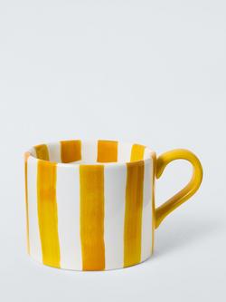 John Lewis Hand Painted Stripe Stoneware Mug, 350ml, Yellow, Yellow