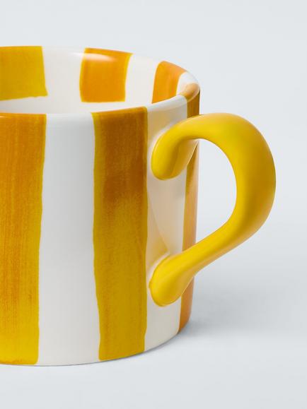 John Lewis Hand Painted Stripe Stoneware Mug, 350ml, Yellow - view 2, Yellow