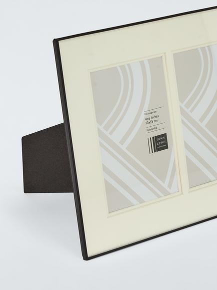 John Lewis Double Mount Multi-aperture Photo Frame, 3 Photo, 4 x 6" (10 x 15cm), Black Aluminium - view 2, Black Aluminium