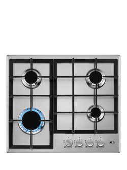 AEG HGE64200SM 60cm Gas Hob, Black, Black