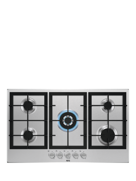 AEG HGX95320SM 90cm Gas Hob, Black, Black