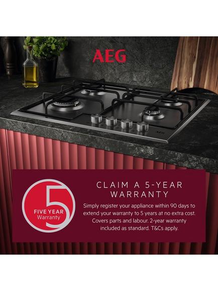 AEG HKB64341NL 60cm Integrated Gas Hob, Matt Black - view 2, Matt Black