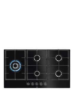 AEG HKB95820NB 90cm Integrated Gas Hob, Black, Black